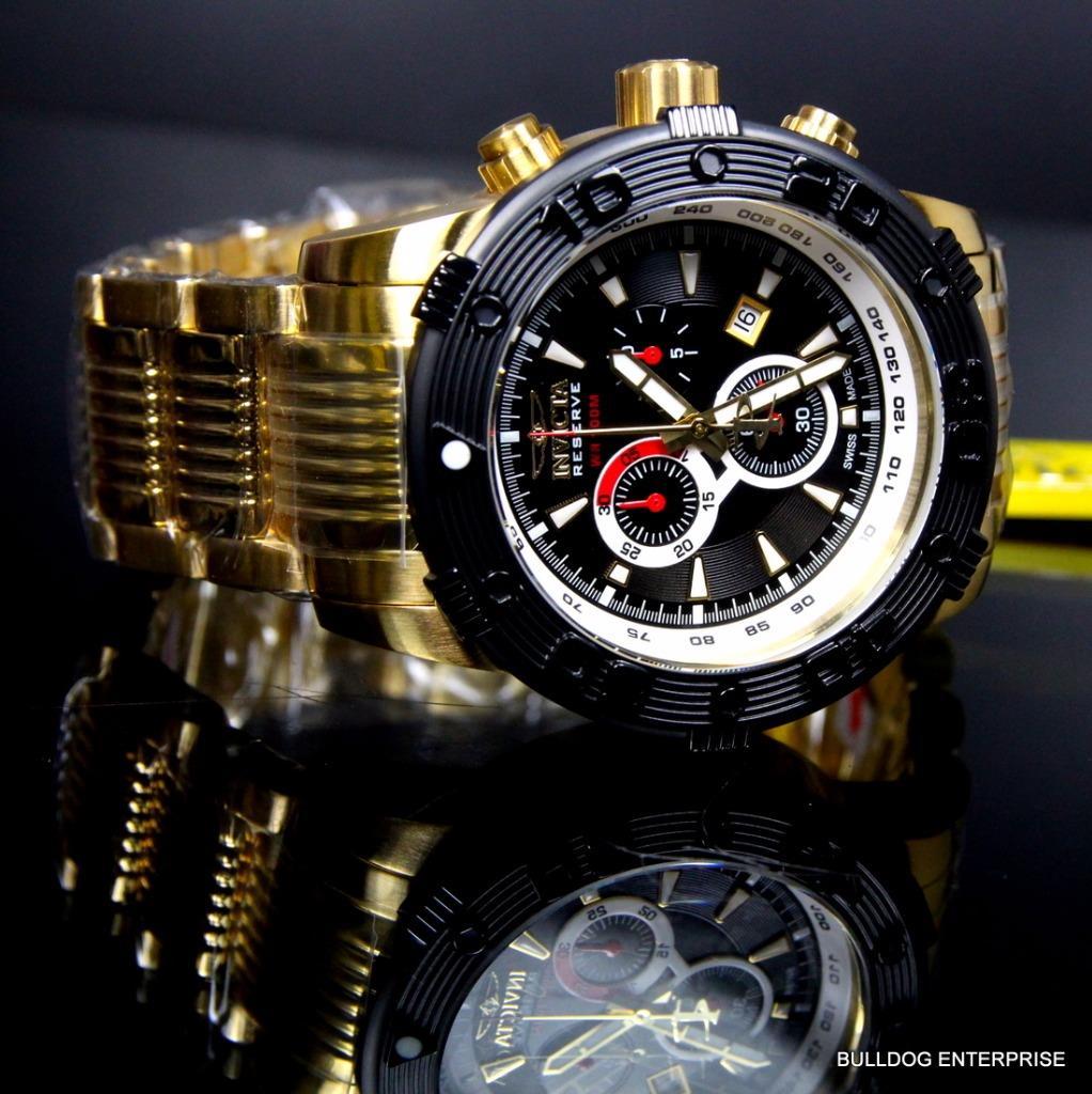 Invicta Reserve Ocean Speedway Gen II Swiss Gold Plated Steel Black Watch New