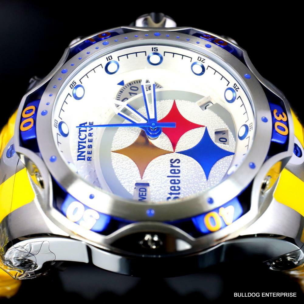 Invicta NFL Pittsburgh Steelers Venom Gen III 52mm Swiss Chronograph Watch New