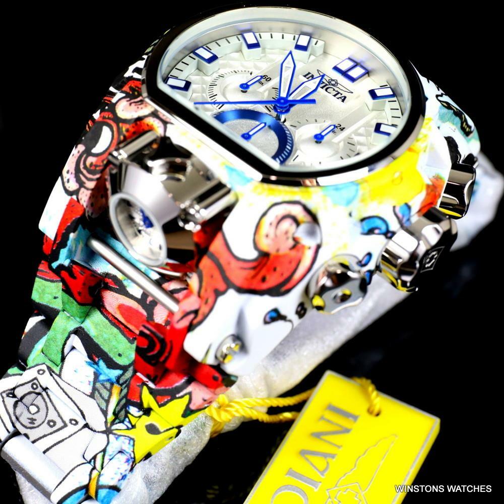 Invicta Reserve Bolt Zeus Magnum Graffiti Steel Blue Swiss Mvt Watch 52mm New