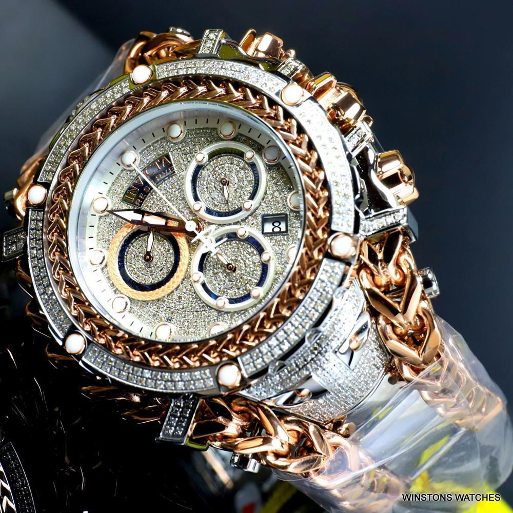 Invicta Reserve Gladiator 2.92CTW Diamond 2 Tone Rose Swiss Steel 61mm Watch New