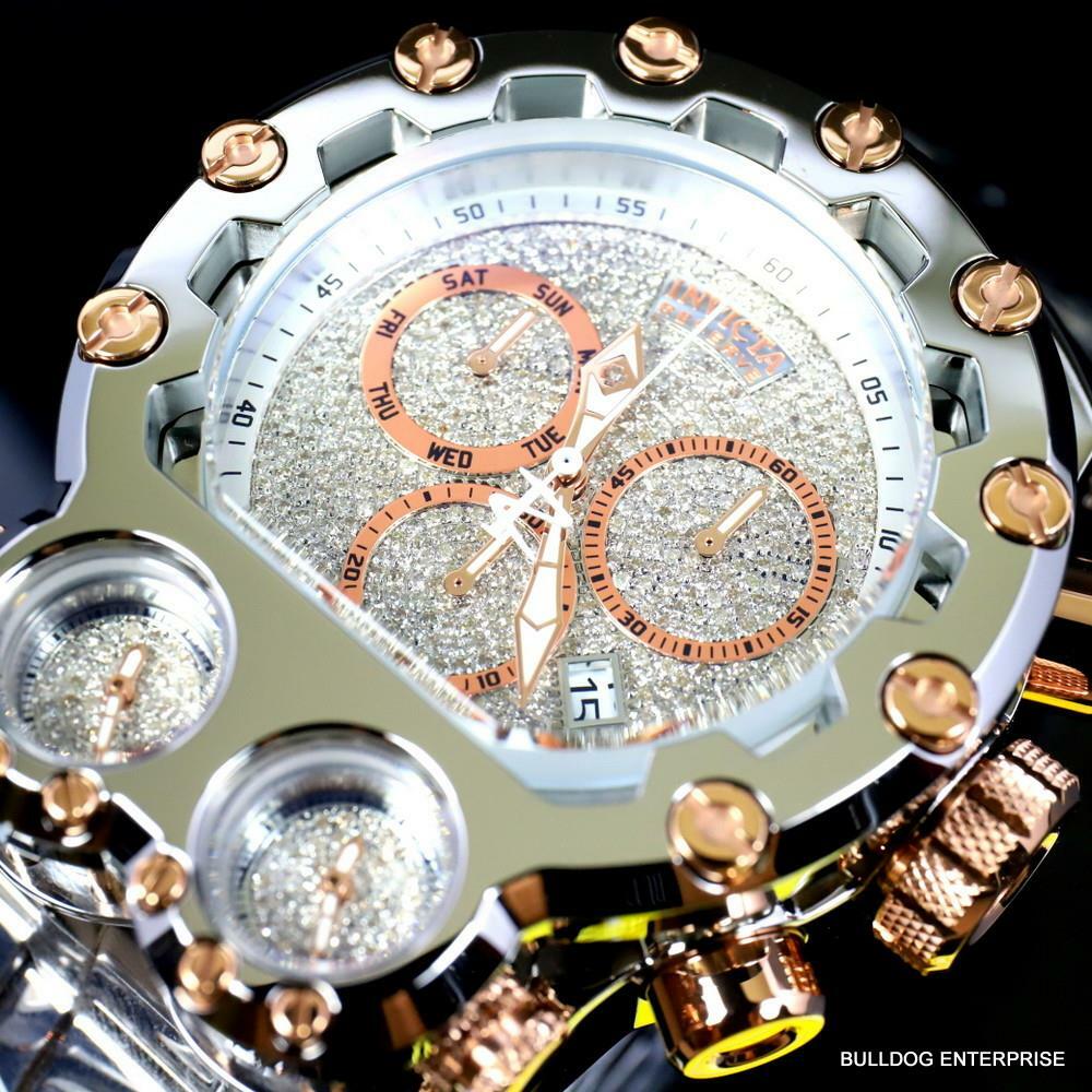 Invicta Bolt Magnum Tria 2.5 CTW Diamond Rose Gold Two Tone Swiss 52mm Watch New