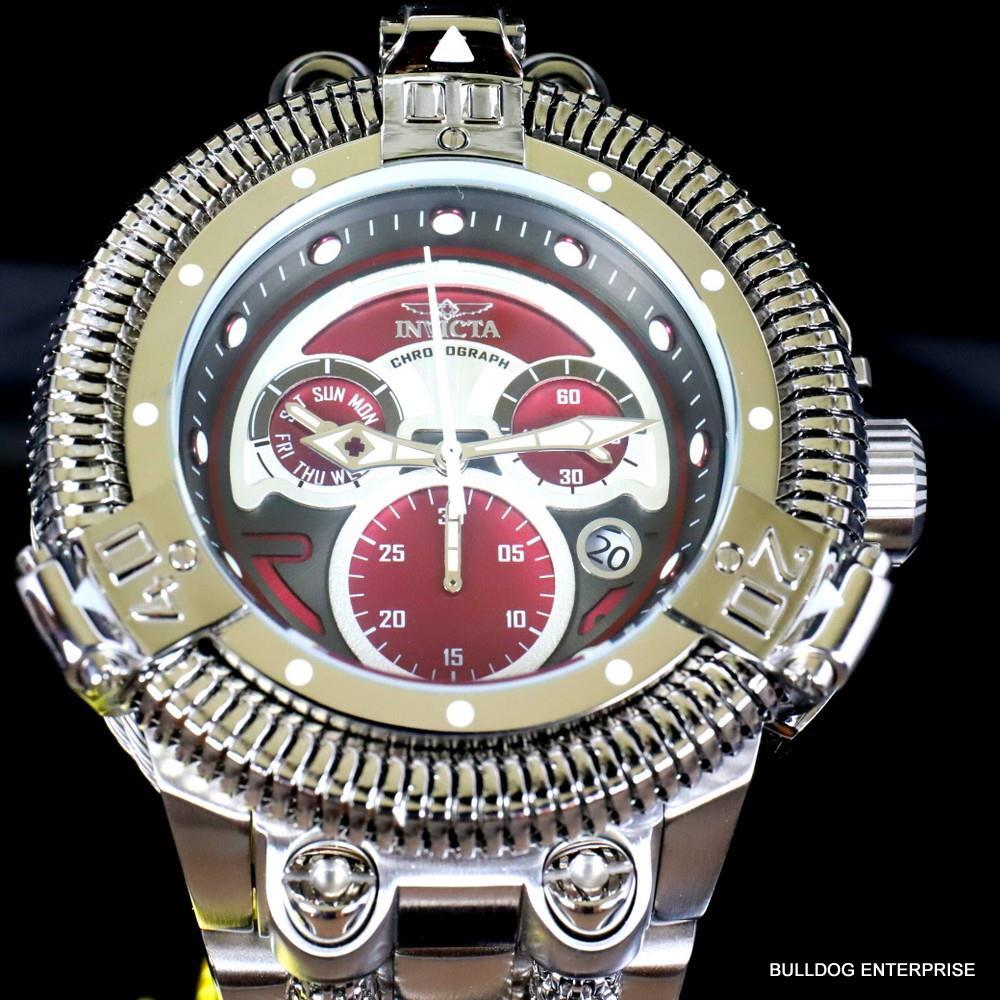 Invicta King Python Stainless Steel Ronda Z60 Burgandy Chronograph Watch New