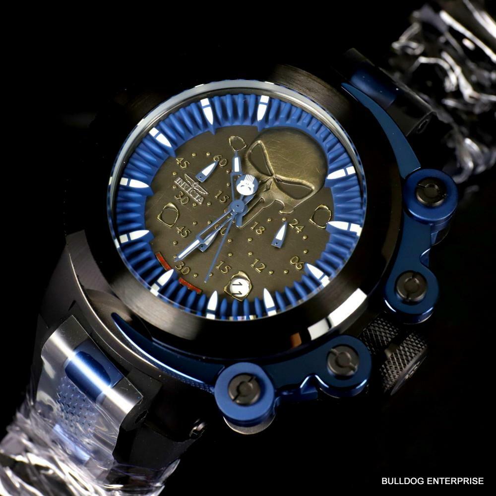 Invicta Marvel Punisher Coalition Forces Trigger 56mm Blue Black Watch New