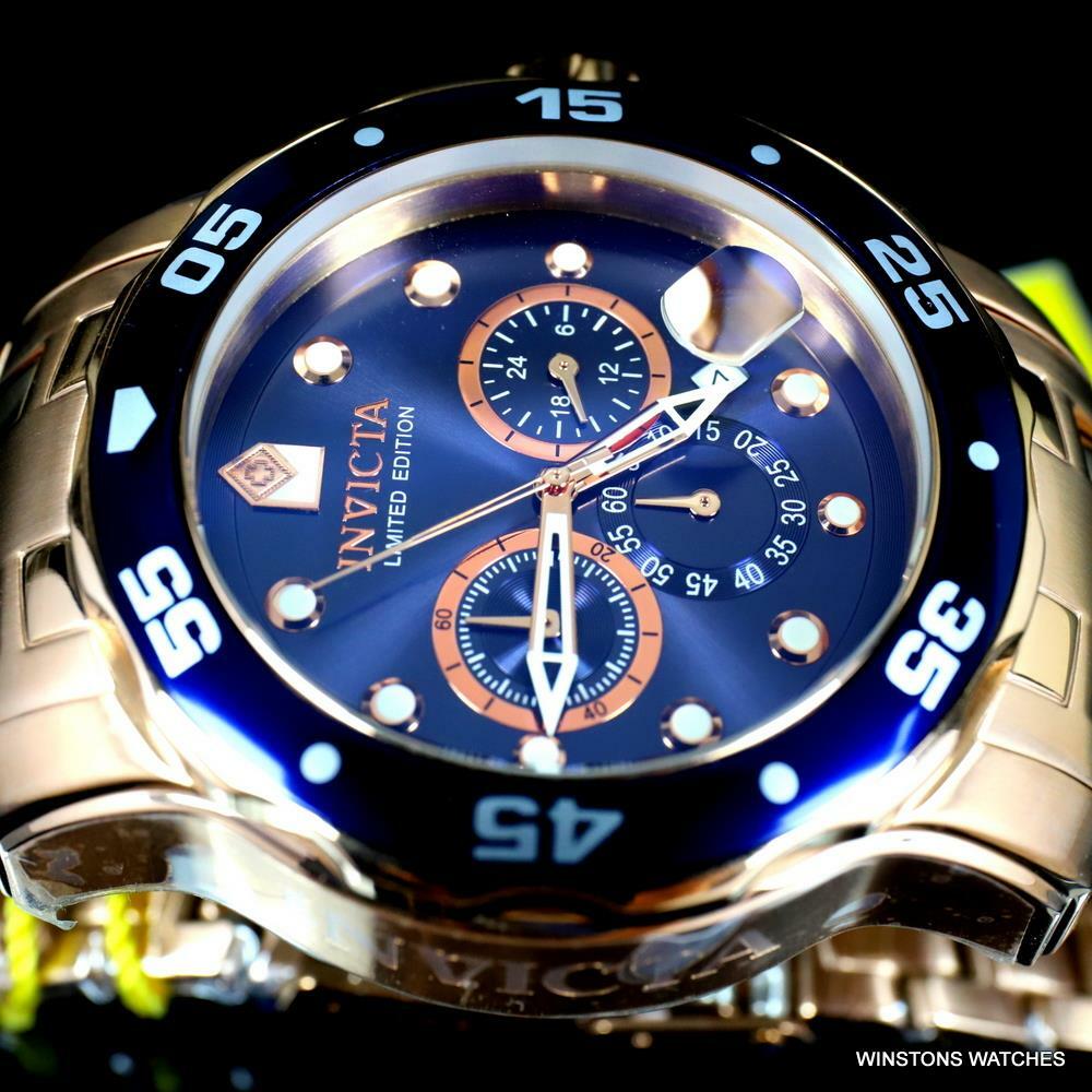 Invicta Pro Diver Scuba Rose Gold Plated Limited Edition 48mm Blue Watch New