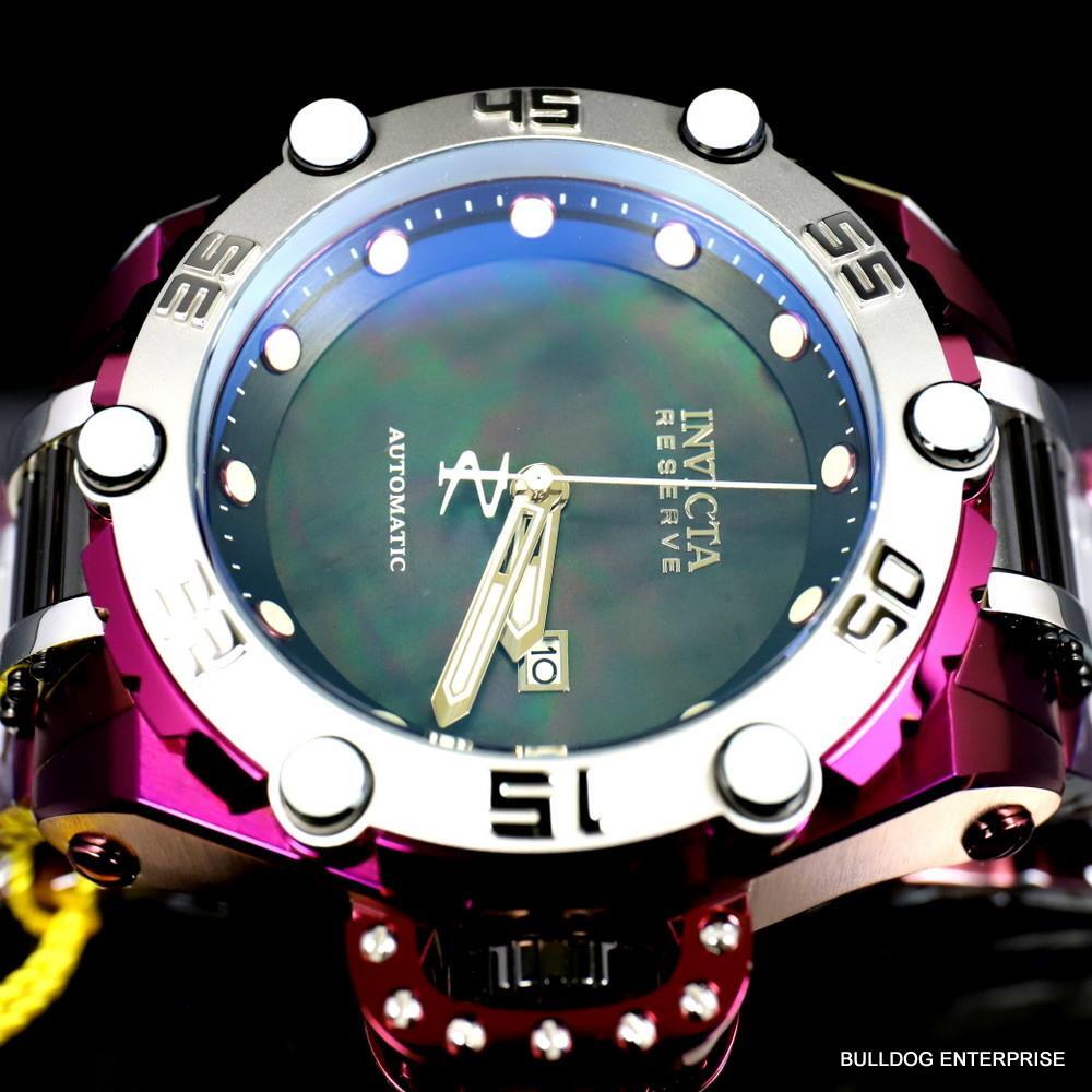 Invicta Reserve Flying Fox Burgandy Steel Black MOP Automatic 52mm Watch New