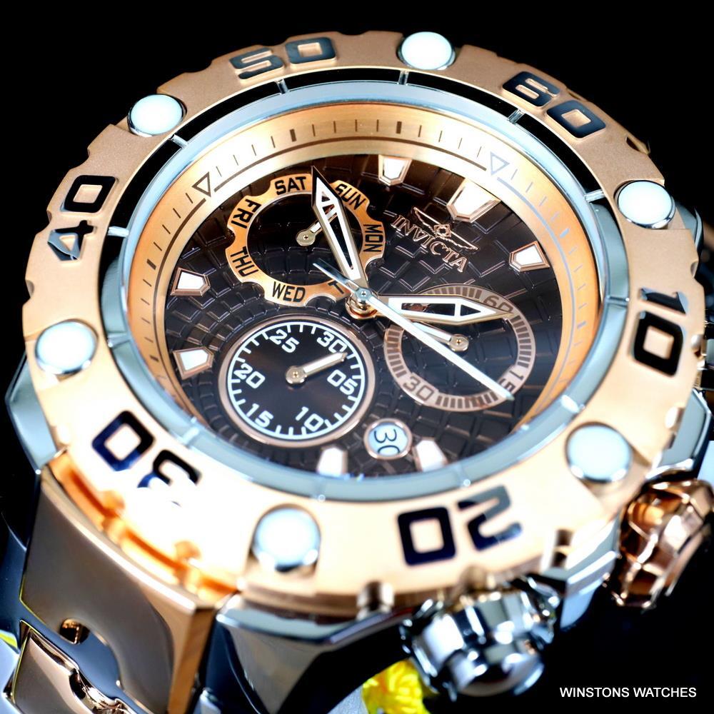 Invicta Excursion High Polish Rose Gold Steel Swiss Mvt 57mm Brown Watch New