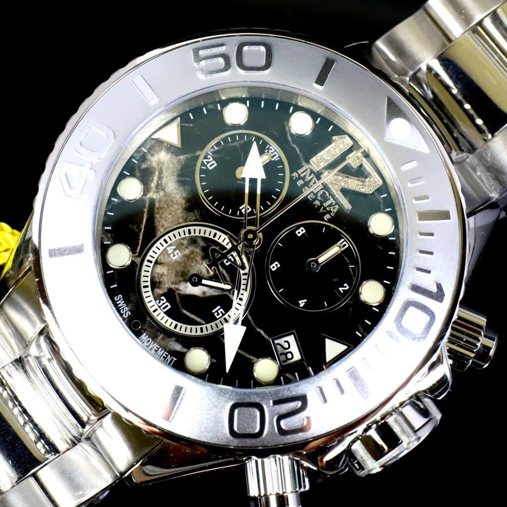 Invicta Masterpiece Reserve Grand Diver Black Marble Diamond Swiss ETA Watch