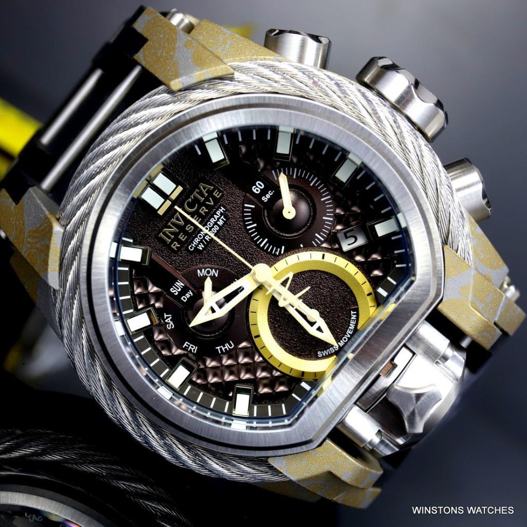 Invicta Reserve Bolt Zeus Magnum Hydroplated 52mm Rubber Swiss Mvt Watch New