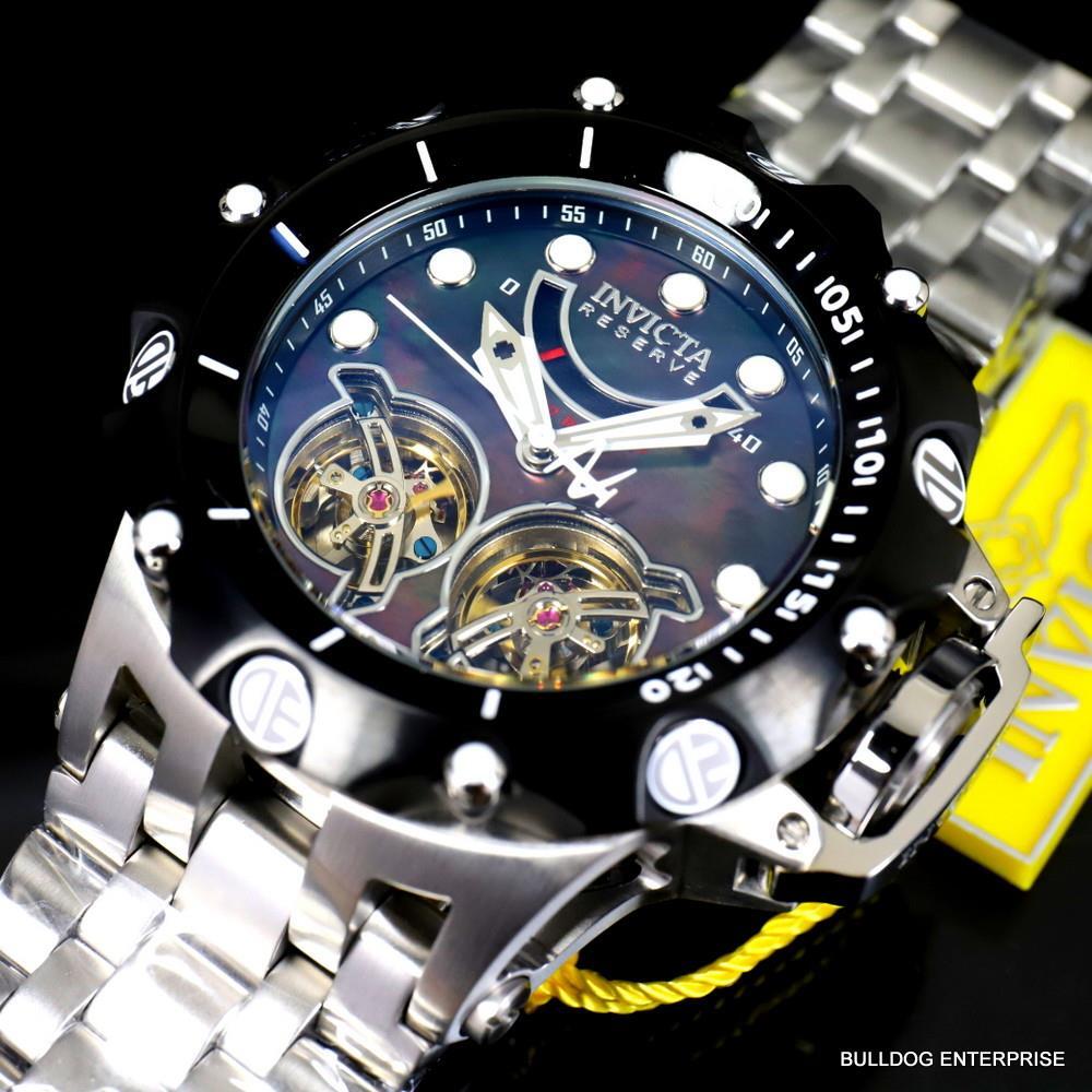 Invicta Reserve Venom Hybrid Double Open Heart Automatic Black MOP Watch New
