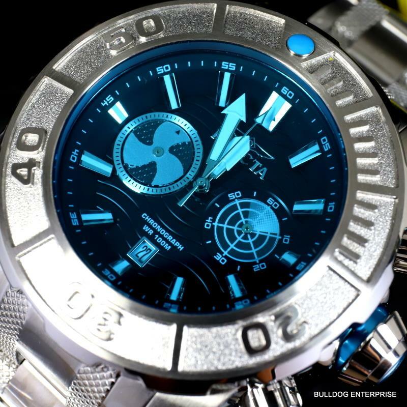 Invicta Coalition Forces Sonar Radar Stainless Steel Blue 58mm Chronograph New