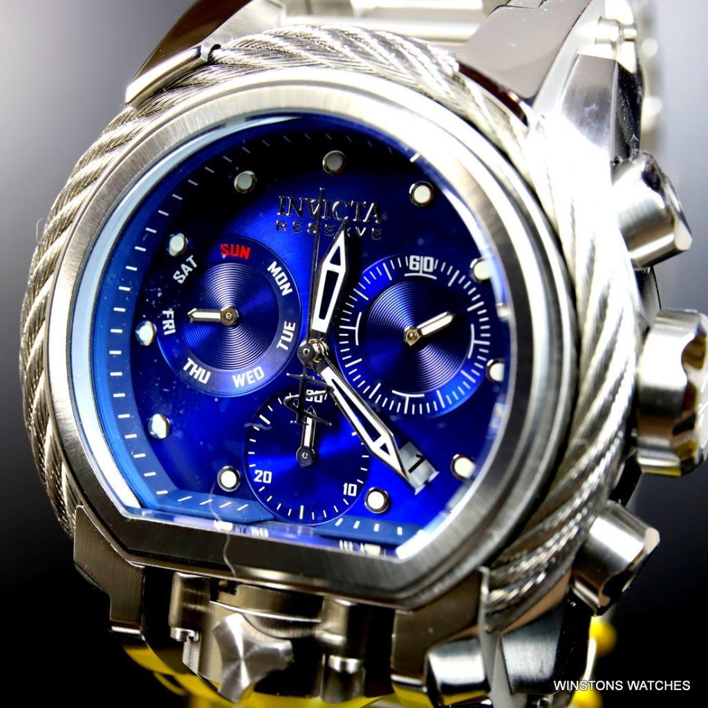 Invicta Reserve Bolt Zeus Magnum Cable Steel Blue Swiss Mvt 52mm Watch New
