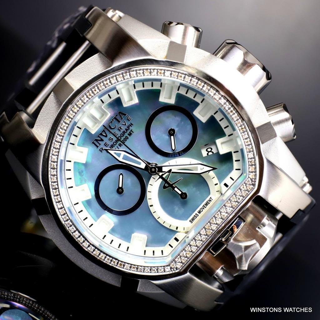 Invicta Reserve Magnum Bolt Zeus Diamond Platinum MOP Swiss Mvt 52mm Watch New