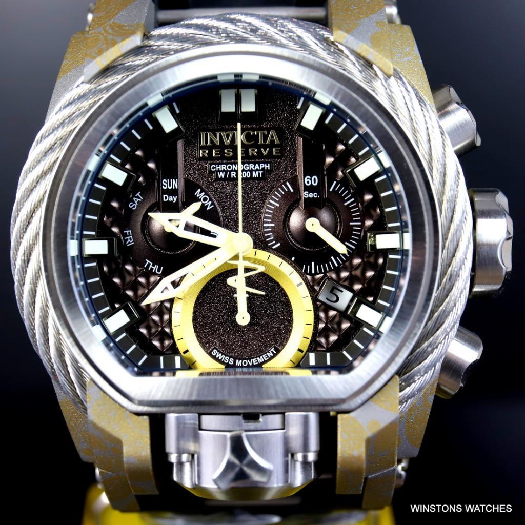 Invicta Reserve Bolt Zeus Magnum Hydroplated 52mm Rubber Swiss Mvt Watch New