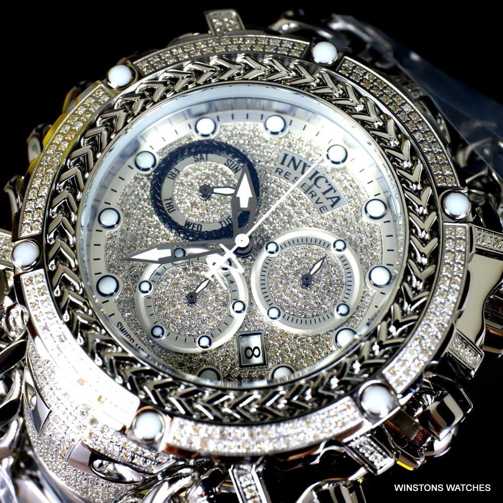 Invicta Reserve Gladiator 2.92CTW Diamond Stainless Steel Swiss 61mm Watch New