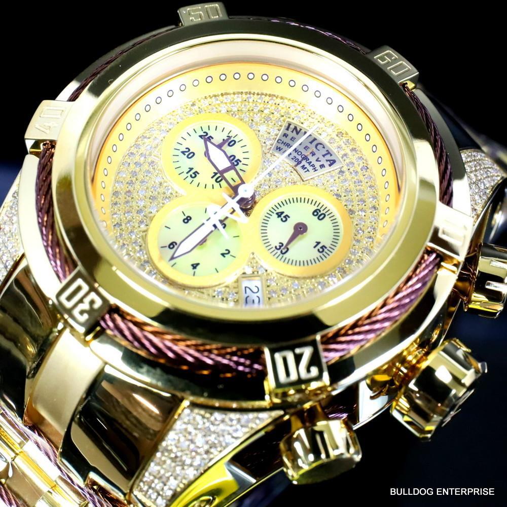 Invicta Reserve Bolt Zeus 1.31 CTW Diamond Gold Plated Steel Swiss Mvt Watch New