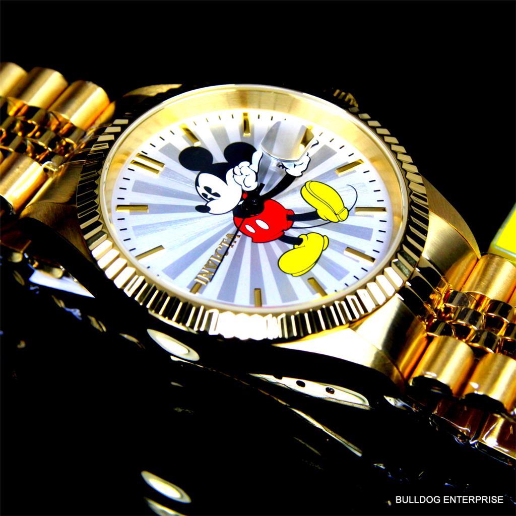 Invicta Disney Mickey Mouse Steel Gold Plated Limited Edition Watch New