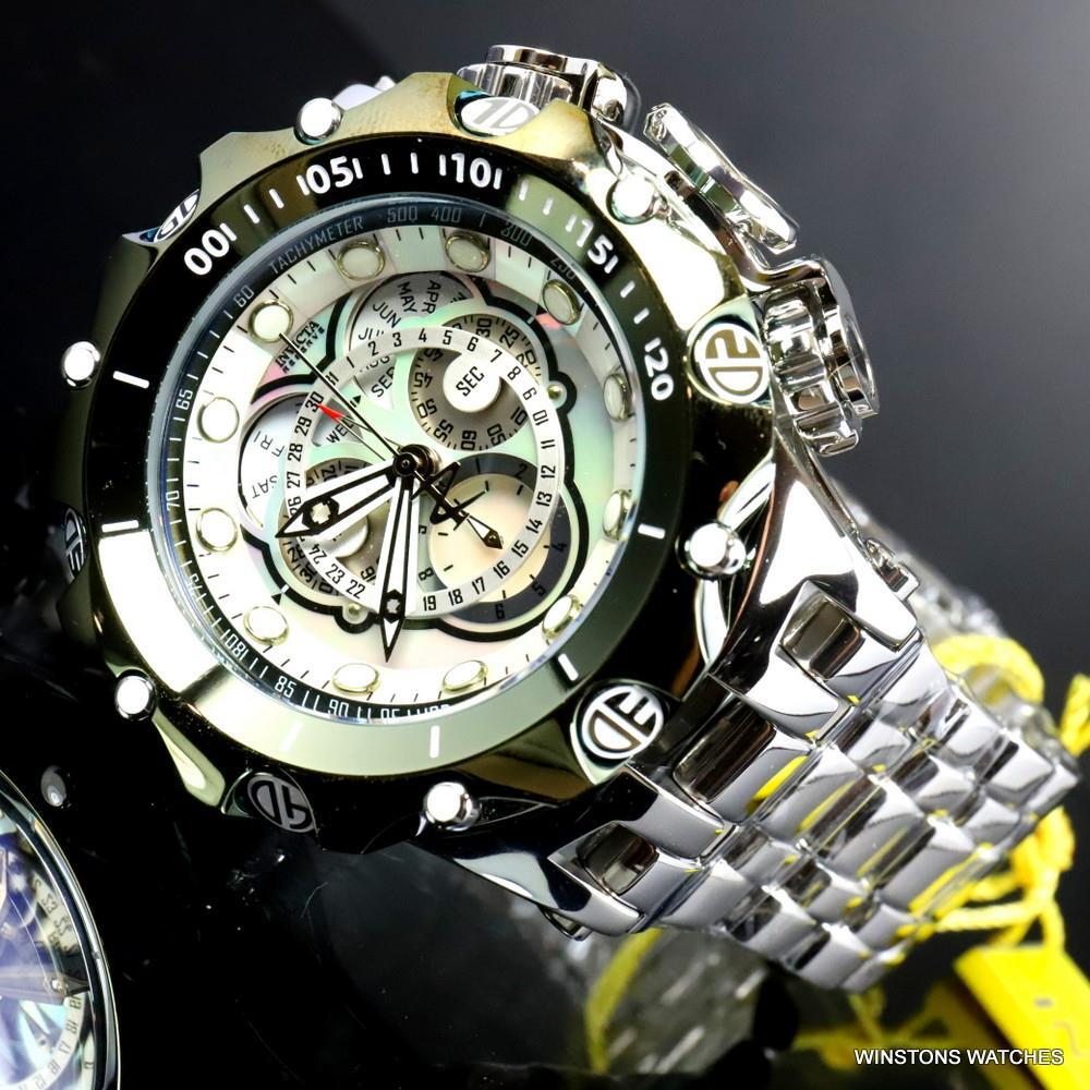 Invicta Reserve Venom Fusian Hybrid Swiss Master Calendar Steel Green Watch New