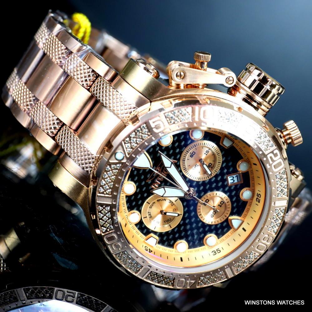 Invicta Coalition Forces .56 CTW Diamond Rose Gold Plated Chrono 52mm Watch New