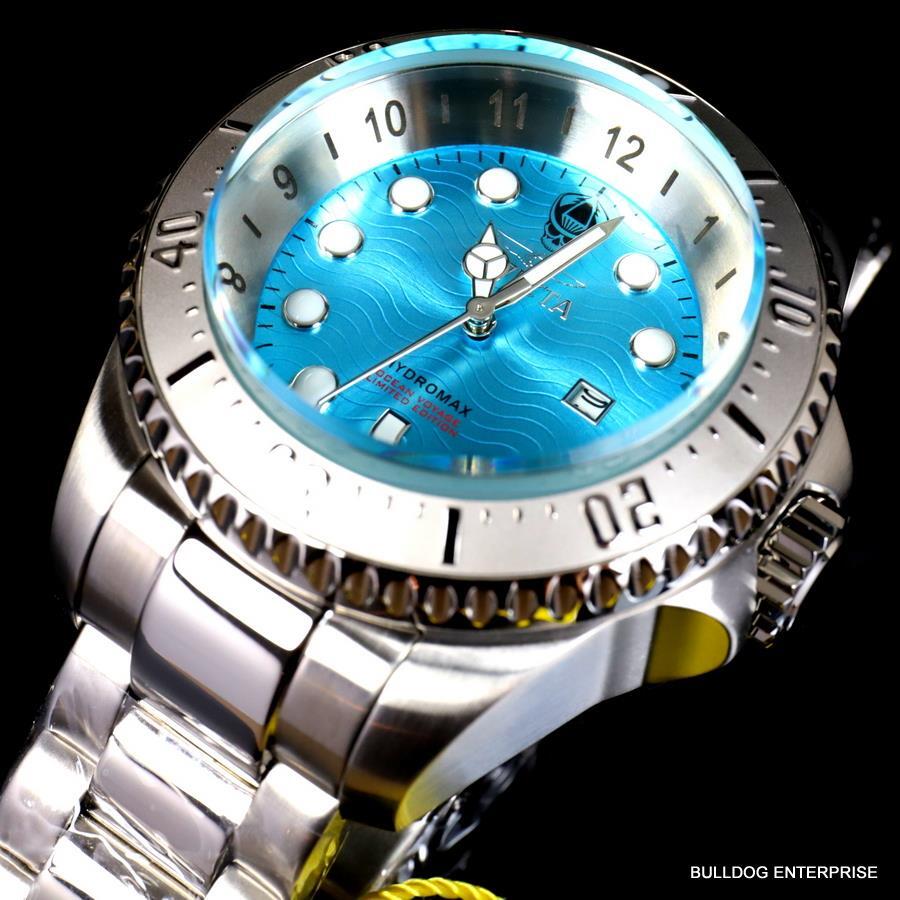 Invicta Hydromax Ocean Voyage Aqua Blue Steel Chronograph Limited Edtn 52mm New