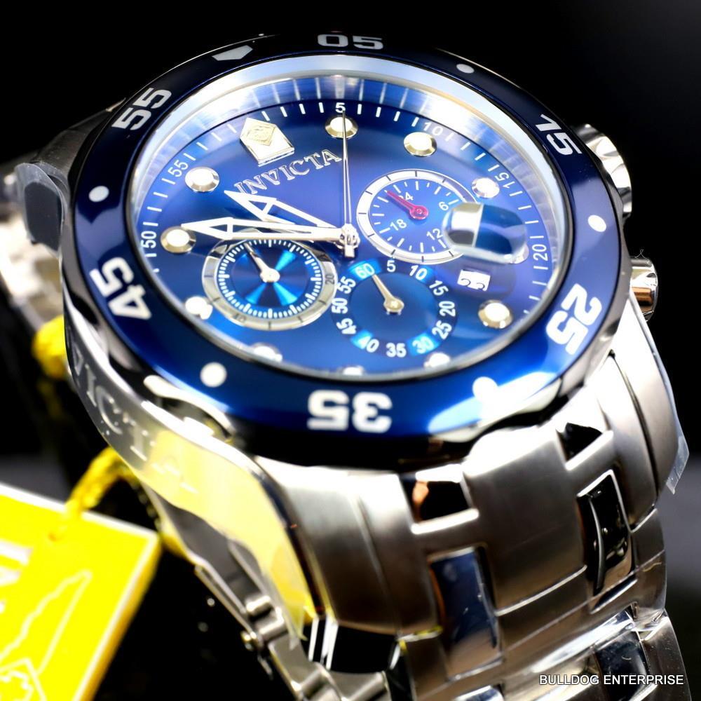 Invicta Pro Diver Scuba Chronograph 48mm Stainless Steel Bracelet Blue Watch New