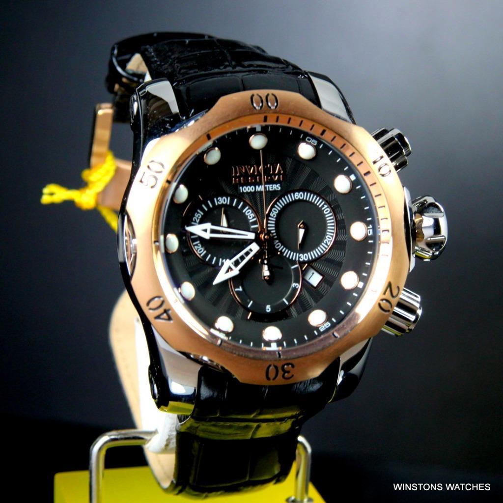 Invicta Reserve Venom Elegant Black Rose Gold Tone Swiss Mvt 52mm Watch New