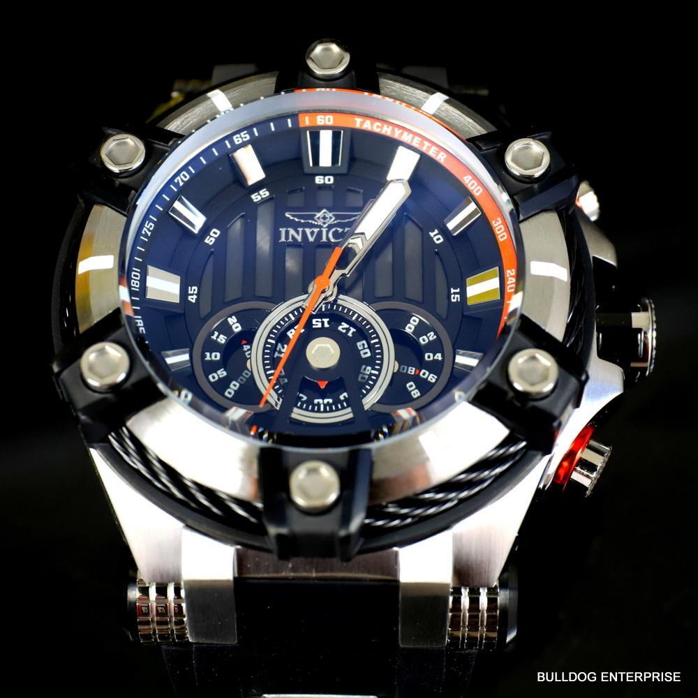 Invicta Bolt Quartz Chronograph 52mm Black Silicone Strap Watch New