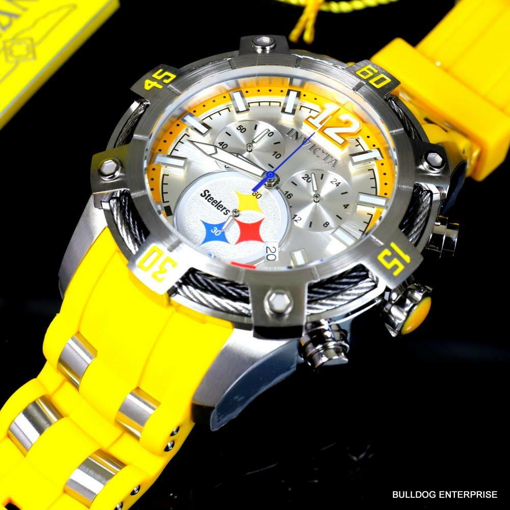 Invicta NFL Pittsburgh Steelers Bolt Pro Diver Scuba Chronograph Watch 52mm New