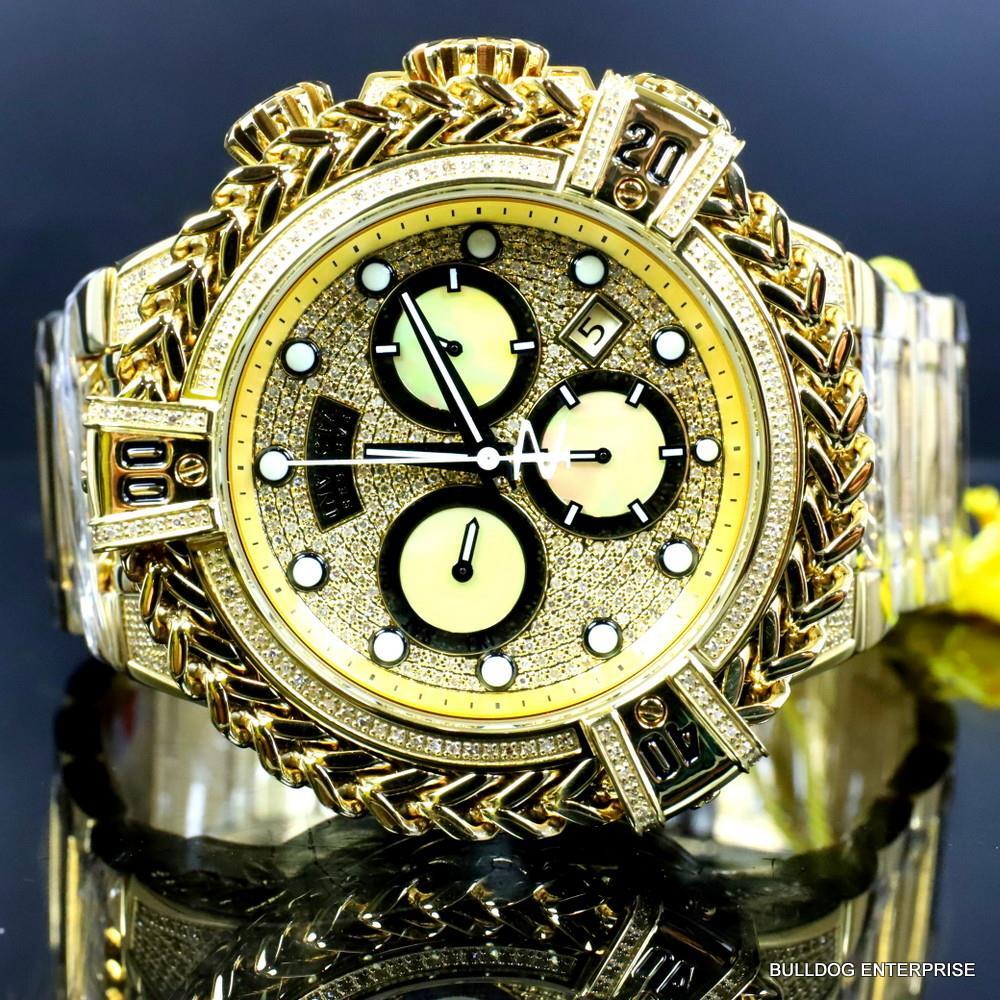 Invicta Reserve Bolt Hercules 2.26 CTW Diamond Gold Plated Steel Swiss Watch New
