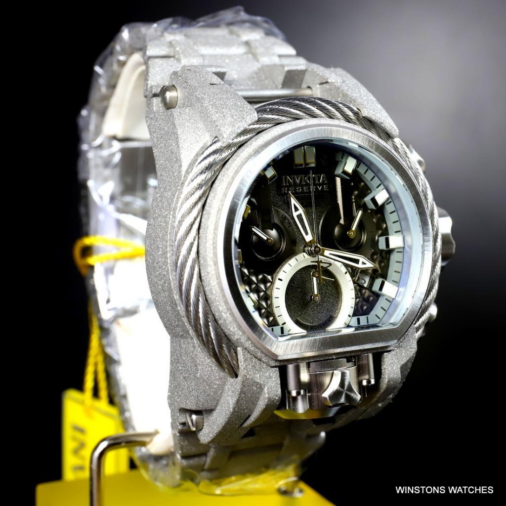 Invicta Reserve Bolt Zeus Magnum Sandblasted Steel 52mm Black 2 Dials Watch New