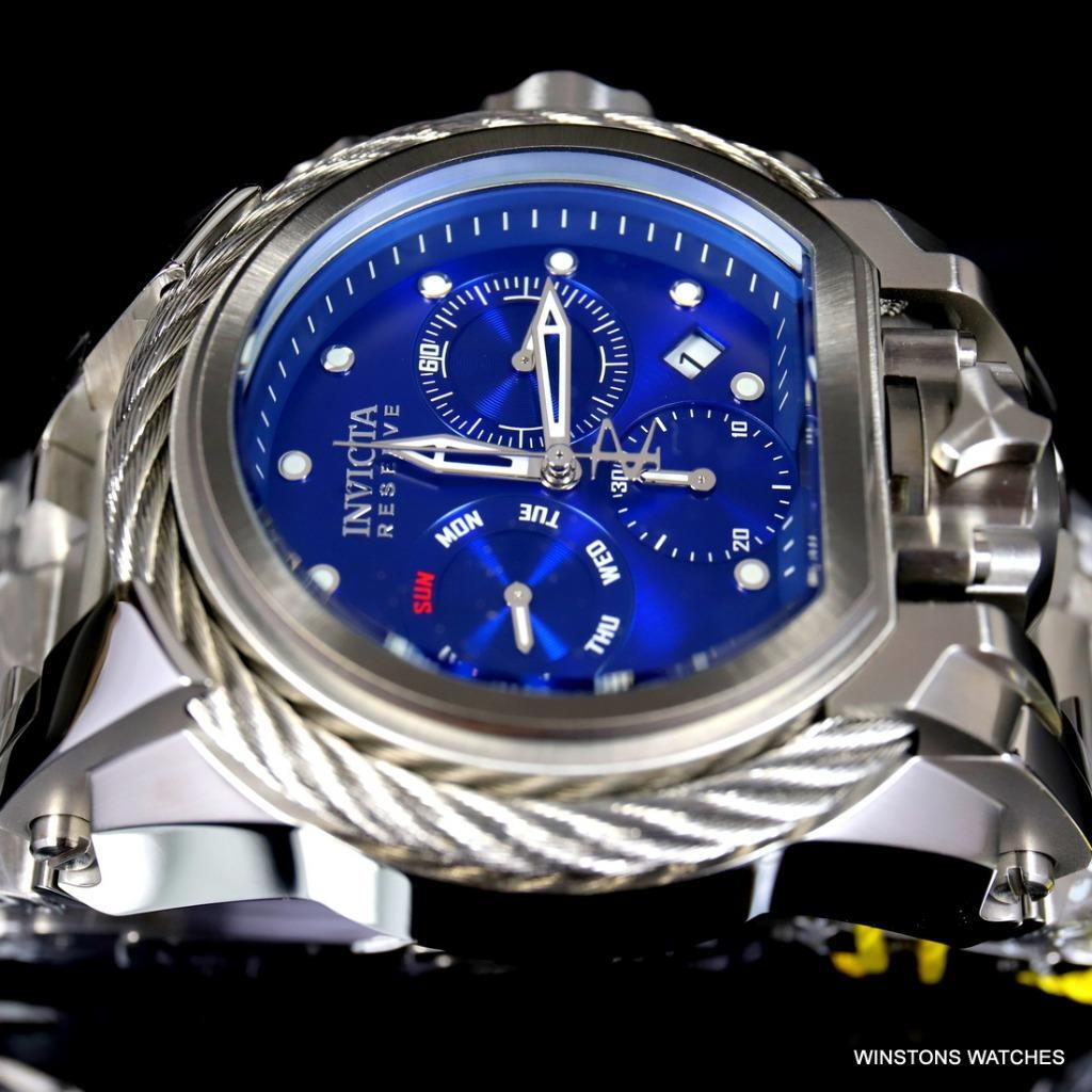 Invicta Reserve Bolt Zeus Magnum Cable Steel Blue Swiss Mvt 52mm Watch New