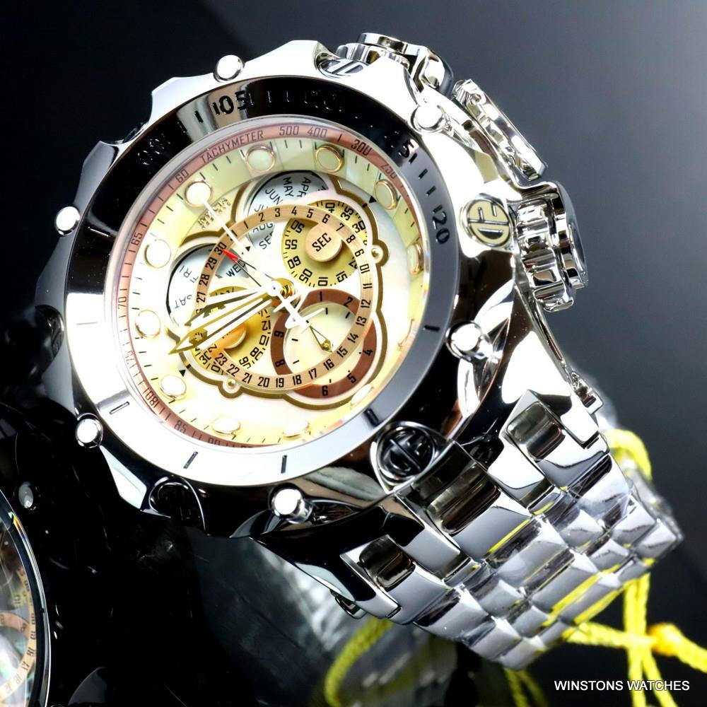 Invicta Reserve Venom Fusian Swiss Master Calendar Steel Gold Tone Watch New