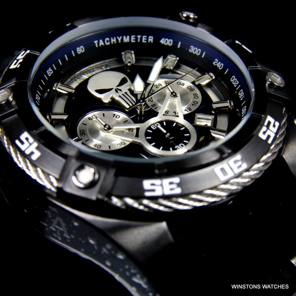 Invicta Marvel Punisher Bolt Viper 52mm Chronograph Black Limited Ed Watch New