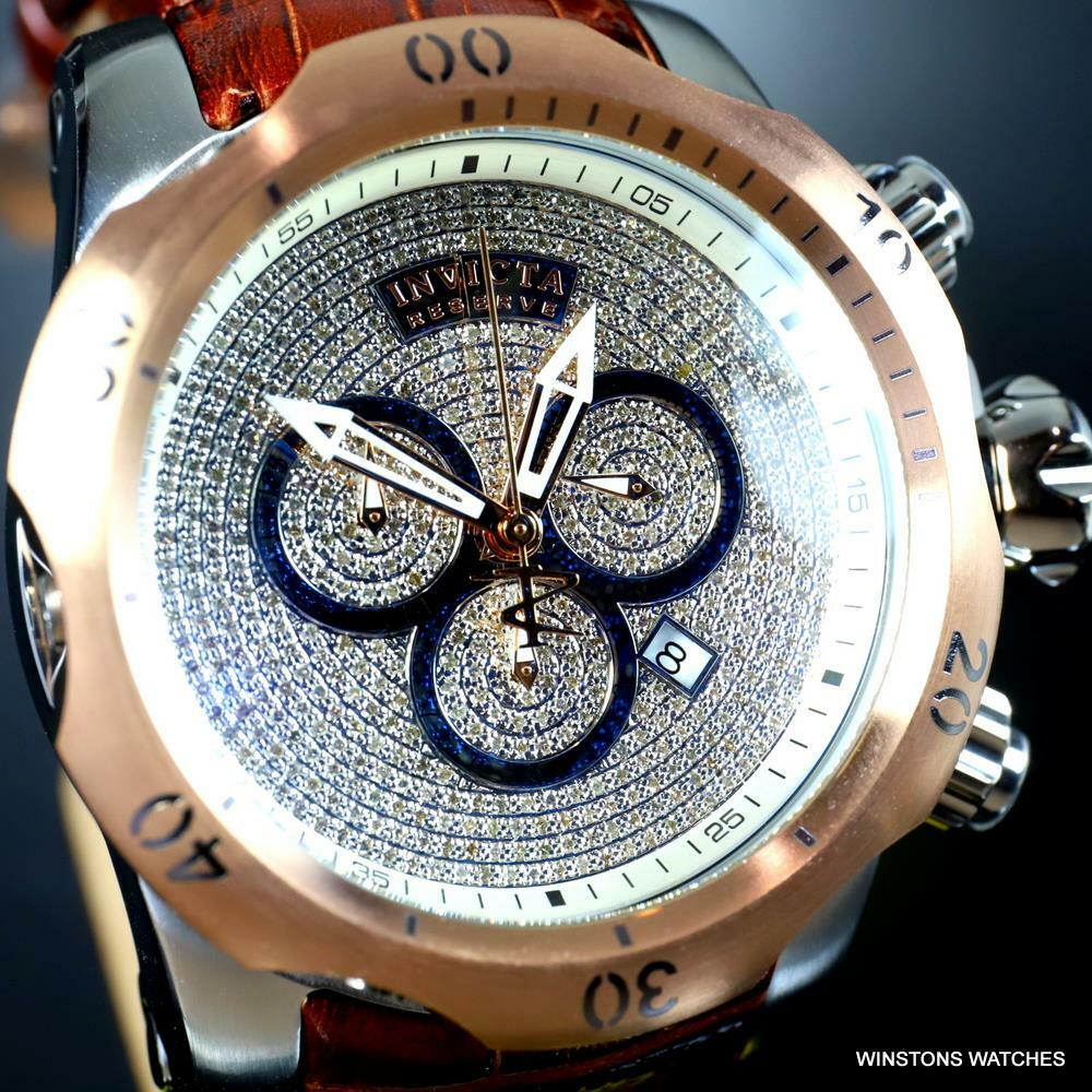 Invicta Reserve Venom Elegant 2.13 CTW Diamond Swiss Mvt Leather 52mm Watch New