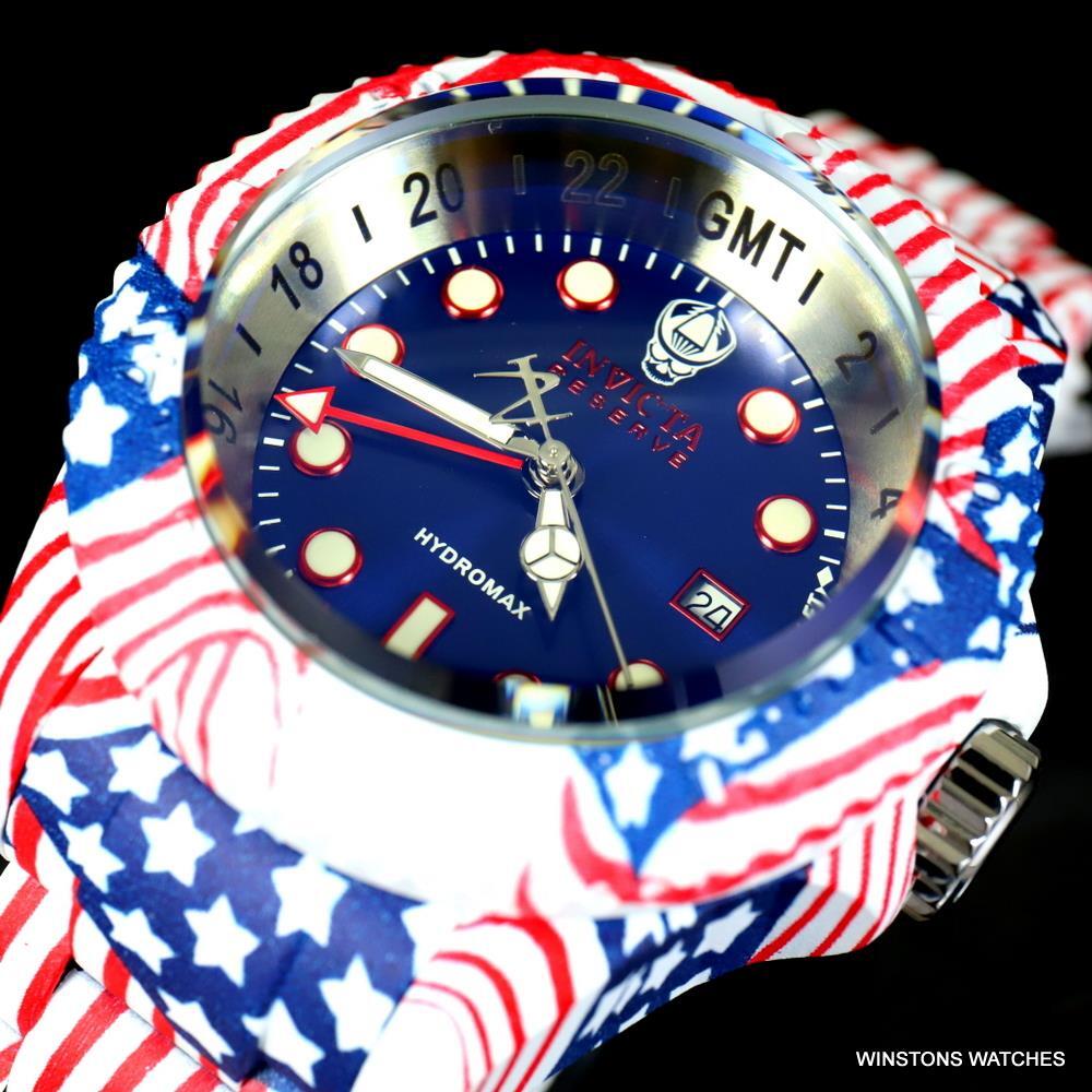Invicta Reserve Hydromax Hydroplated USA Flag Stars Stripes 52mm Swiss Watch New