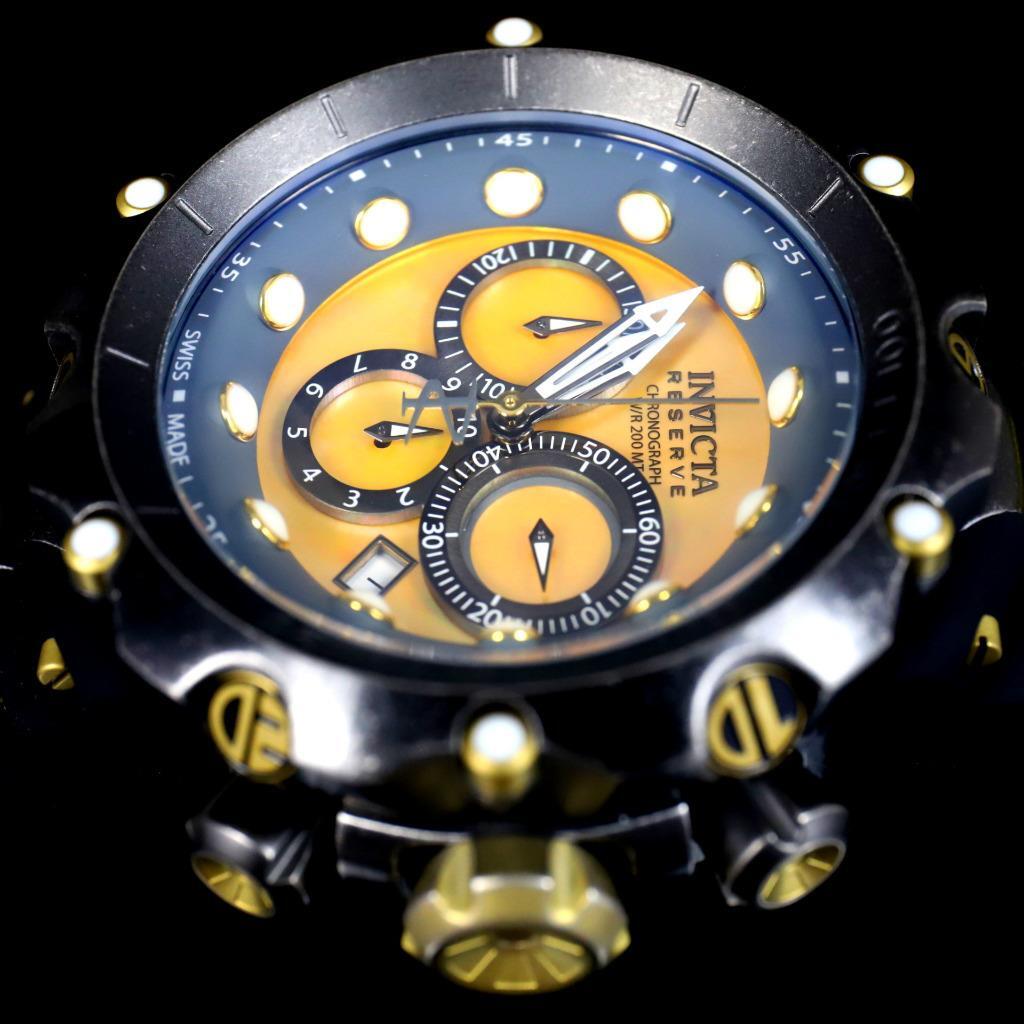 Invicta Reserve Venom Gen II Swiss Made Distressed Black Gold MOP 52mm Watch New