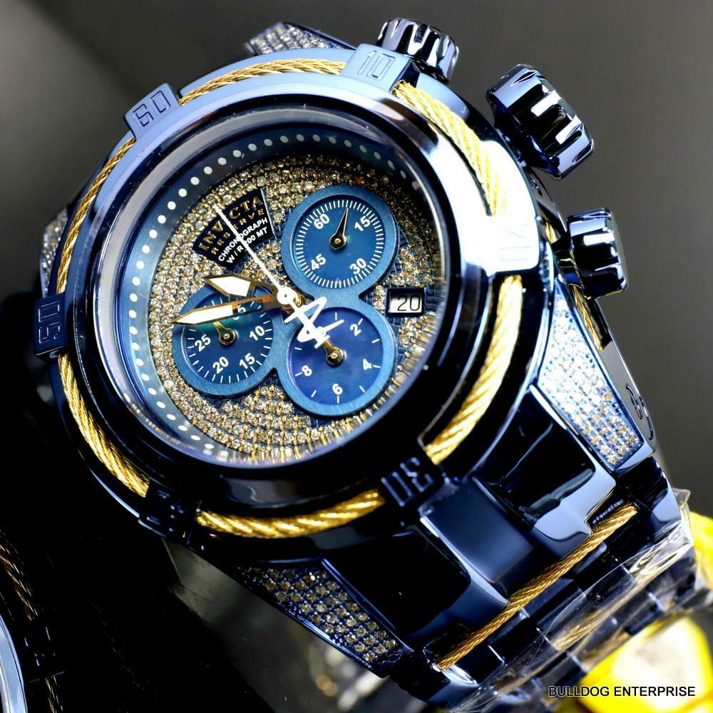 Invicta Bolt Zeus Blue Label 1.31 CTW Diamond Swiss Mvt Steel 52mm Watch New