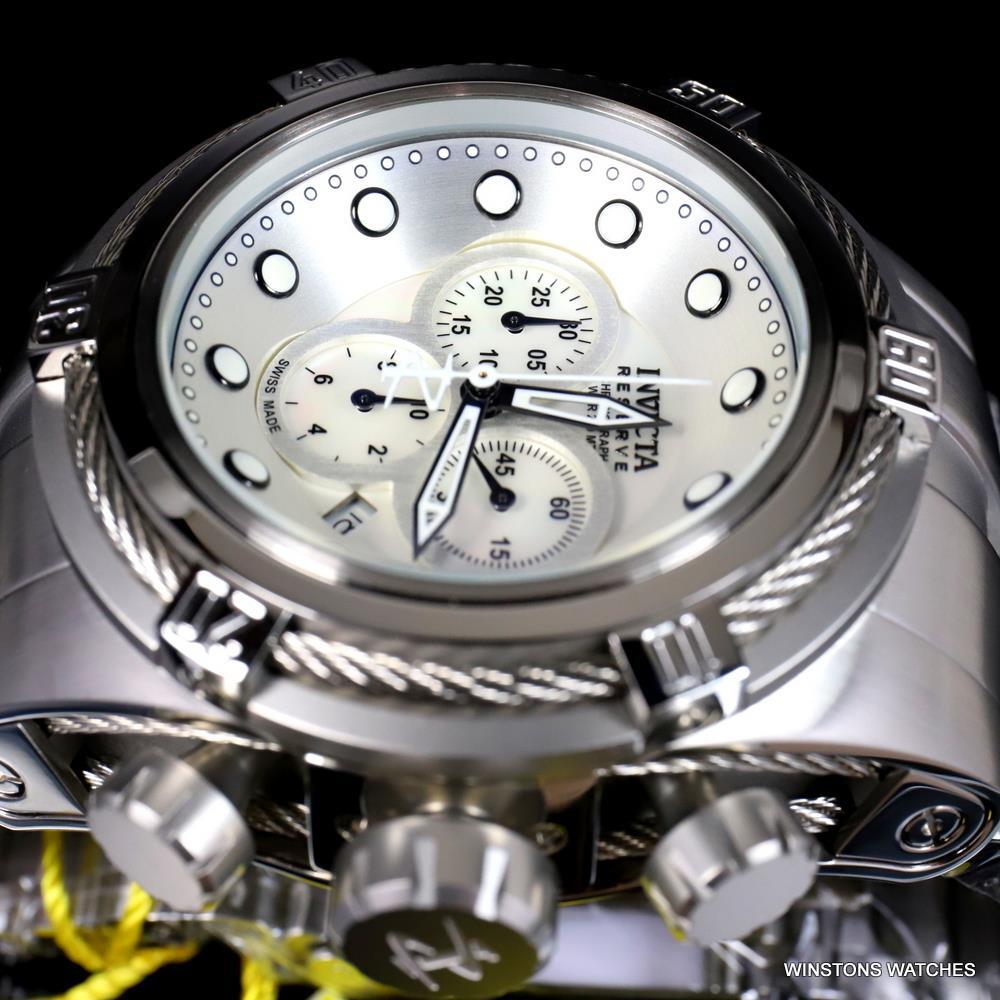 Invicta Reserve Bolt Zeus Swiss Made 52mm Stainless Steel White MOP Watch New