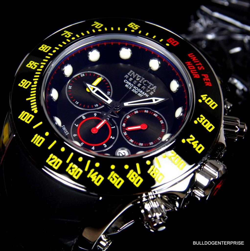 Invicta Reserve Subaqua Trackmaster Black Yellow Red 52mm Swiss Made Watch New