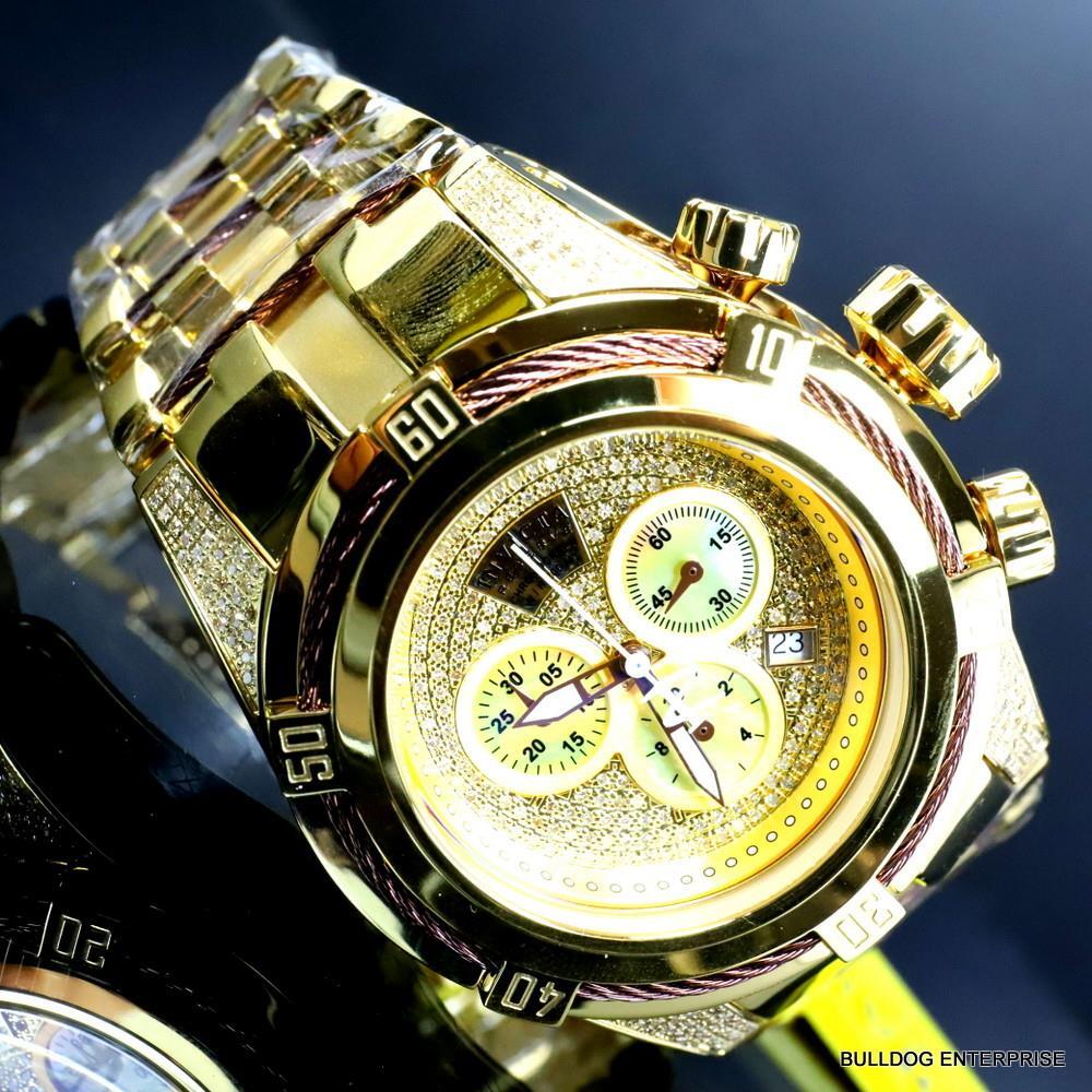 Invicta Reserve Bolt Zeus 1.31 CTW Diamond Gold Plated Steel Swiss Mvt Watch New
