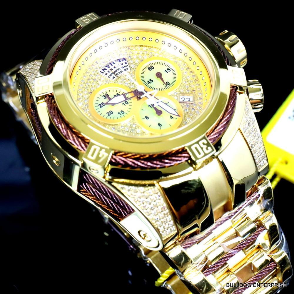 Invicta Reserve Bolt Zeus 1.31 CTW Diamond Gold Plated Steel Swiss Mvt Watch New