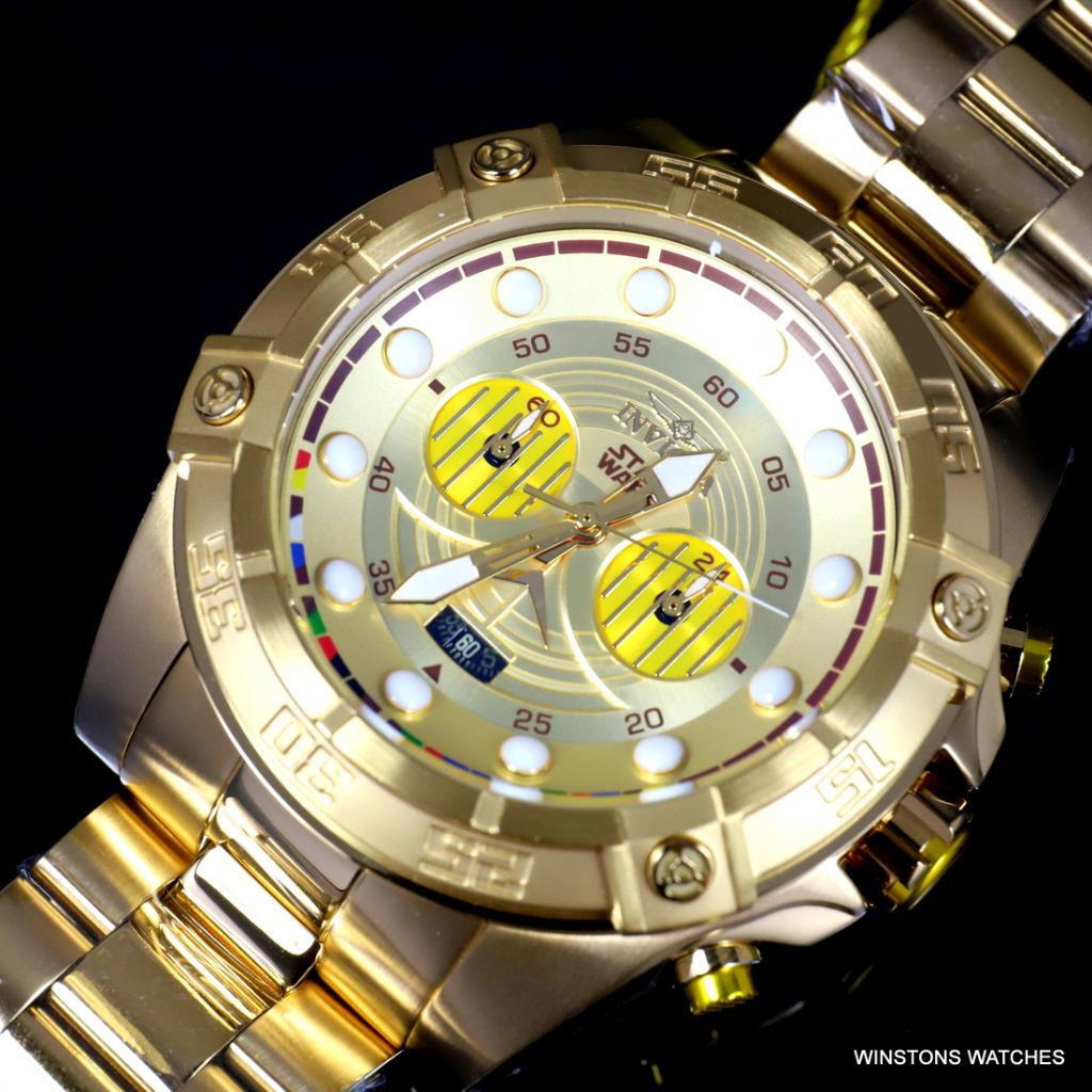 Invicta Star Wars C-3PO Gold Plated Steel Chronograph 52mm Limited Edition New
