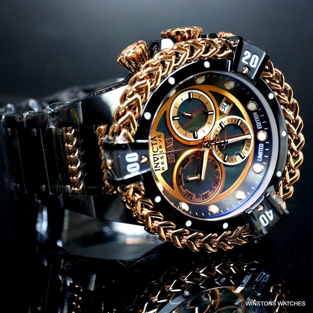 Invicta Reserve Shaq Hercules Black MOP Steel Rose Gold Swiss Mvt Watch 56mm New