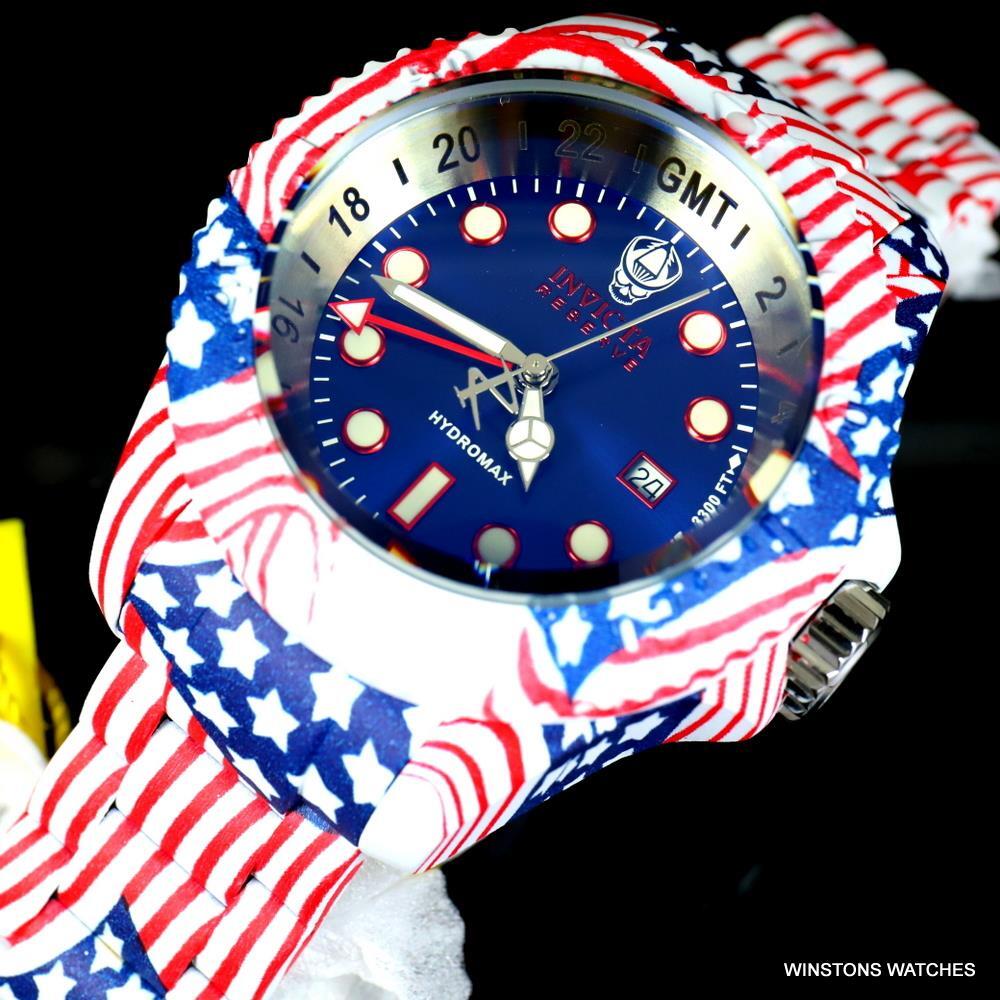 Invicta Reserve Hydromax Hydroplated USA Flag Stars Stripes 52mm Swiss Watch New