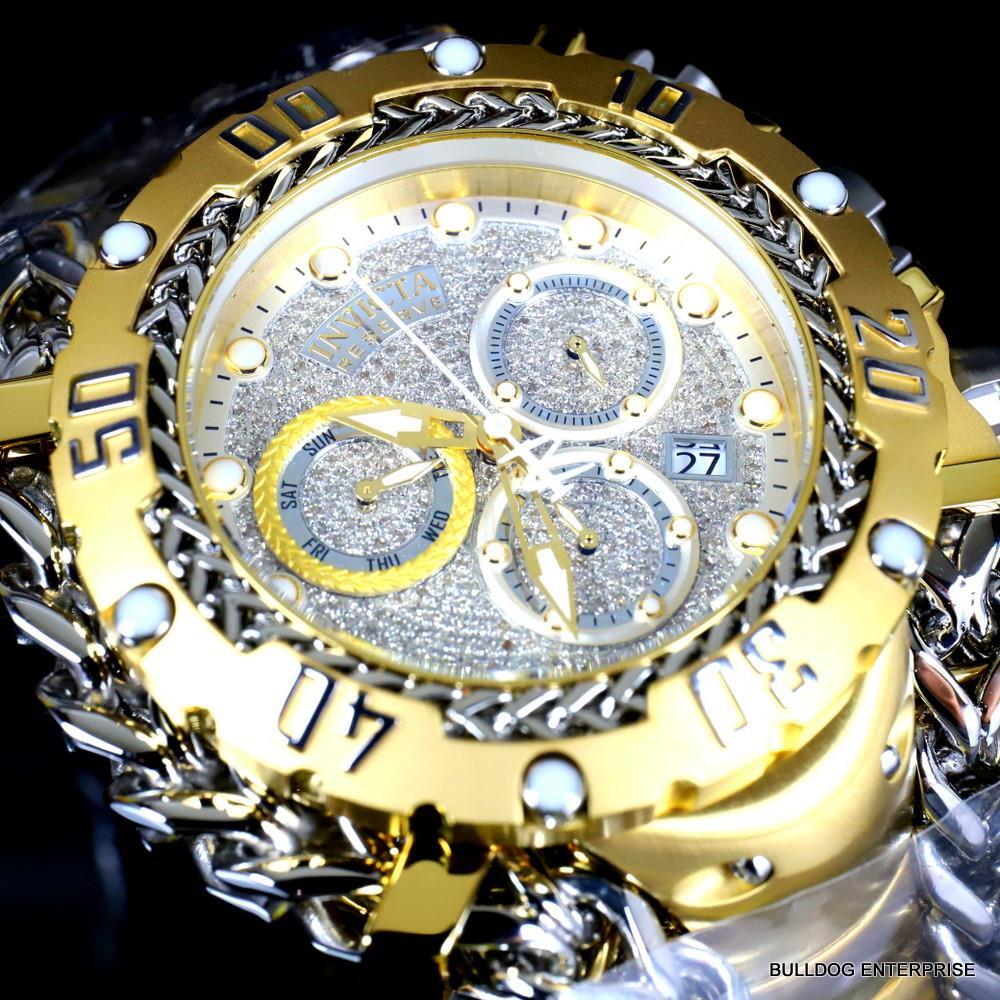 Invicta Reserve Gladiator 1.17CTW Diamond Gold Plated Steel Swiss 61mm Watch New