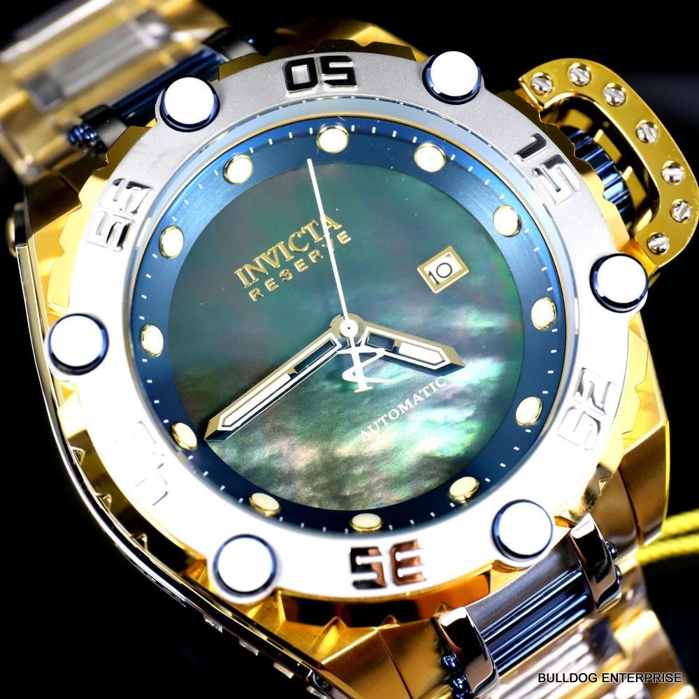 Invicta Reserve Flying Fox Gold 2 Tone Steel Black MOP Automatic 52mm Watch New