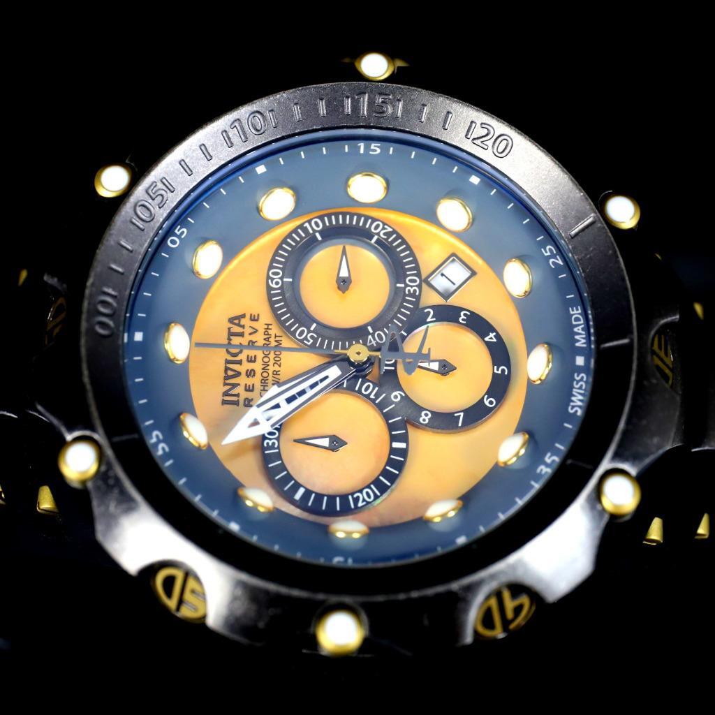 Invicta Reserve Venom Gen II Swiss Made Distressed Black Gold MOP 52mm Watch New