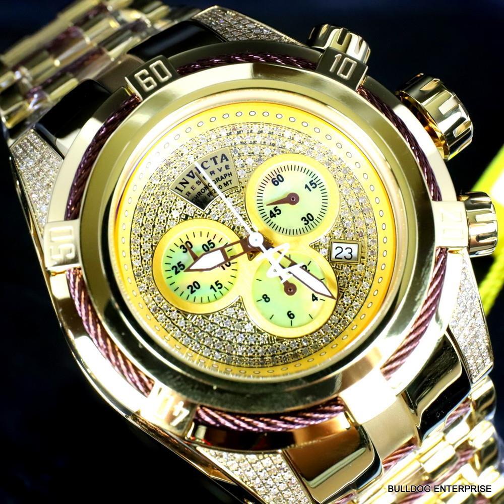 Invicta Reserve Bolt Zeus 1.31 CTW Diamond Gold Plated Steel Swiss Mvt Watch New