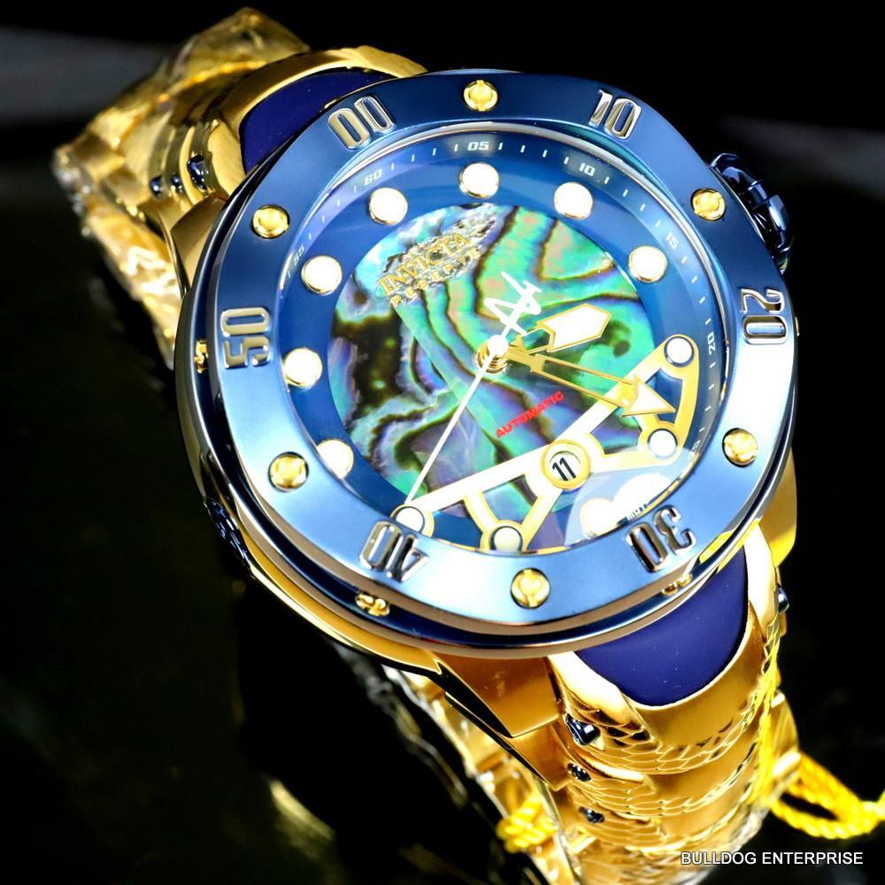 Invicta Reserve Kraken Swiss R150 Automatic Abalone Gold Plated Watch 52mm New
