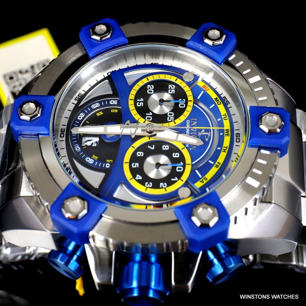 Invicta Reserve Grand Octane 63mm Stainless Steel Swiss Blue Chrono Watch New