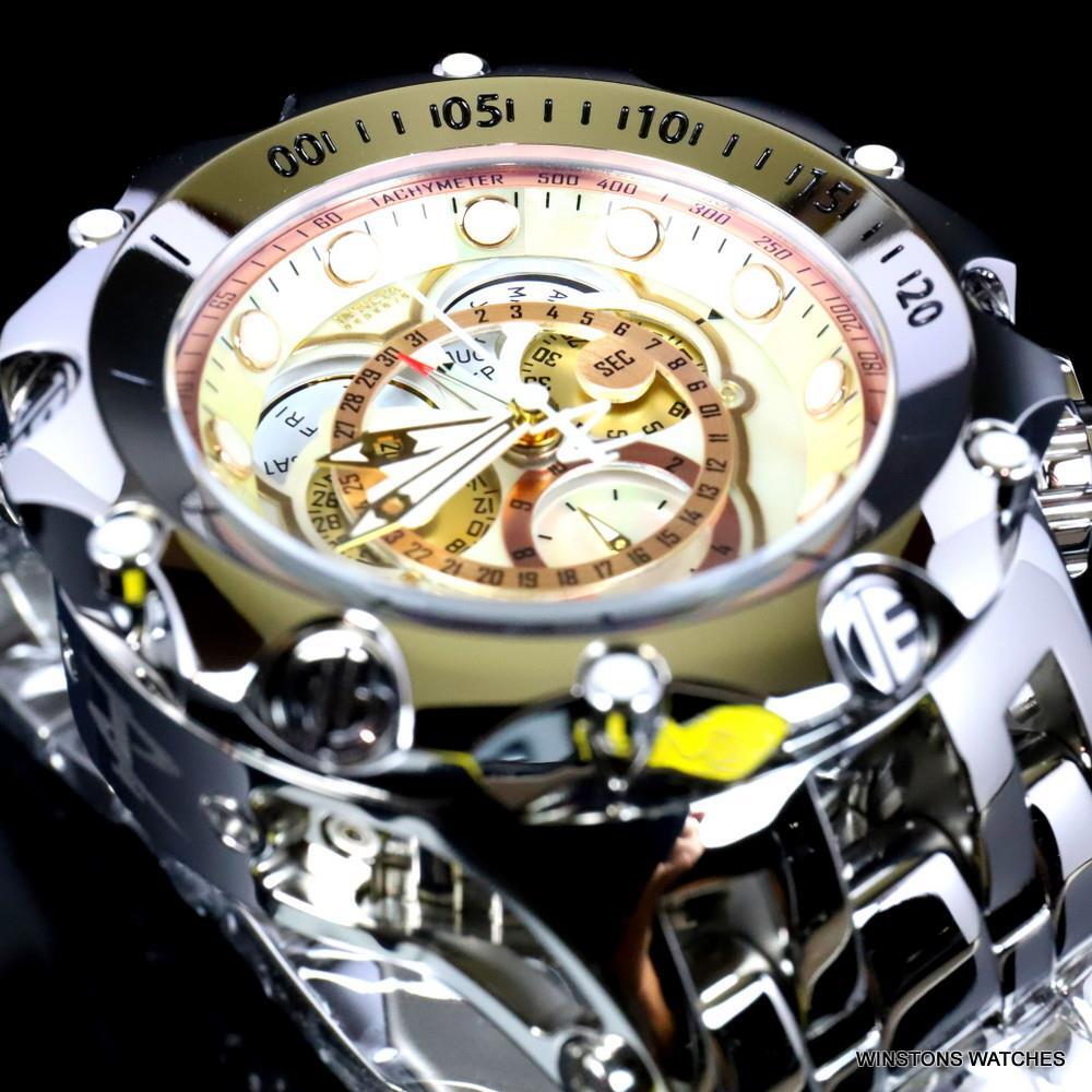 Invicta Reserve Venom Fusian Swiss Master Calendar Steel Gold Tone Watch New